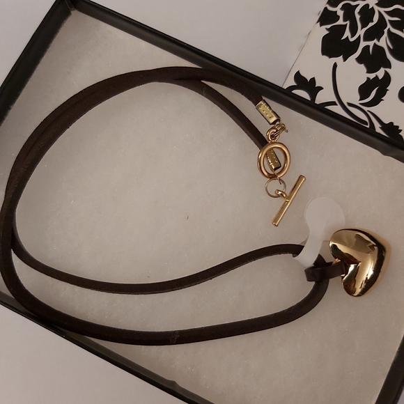 COPY - Gold Plated Heart Pendant w/ Genuine Leather Chain - Picture 2 of 2